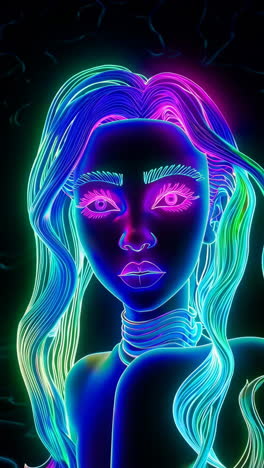 vibrant neon digital art of a woman