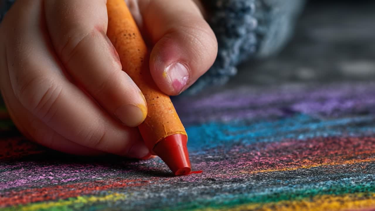 A Child's Creative Journey: Capturing the Joy of Artistic Expression with Bold Crayons on Colorful Paper