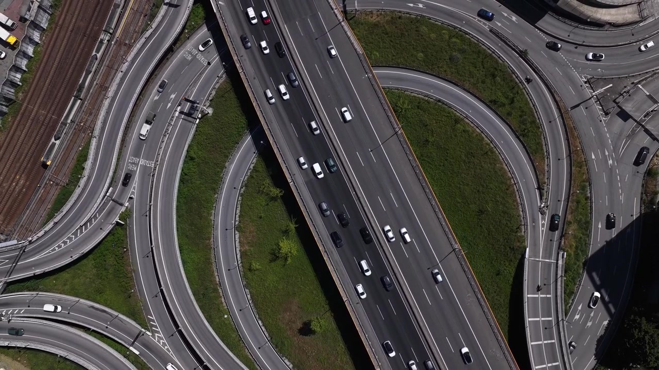 Drone Footage of Congested City Highway Intersections. Transportation Pollution and Climate Change Impact