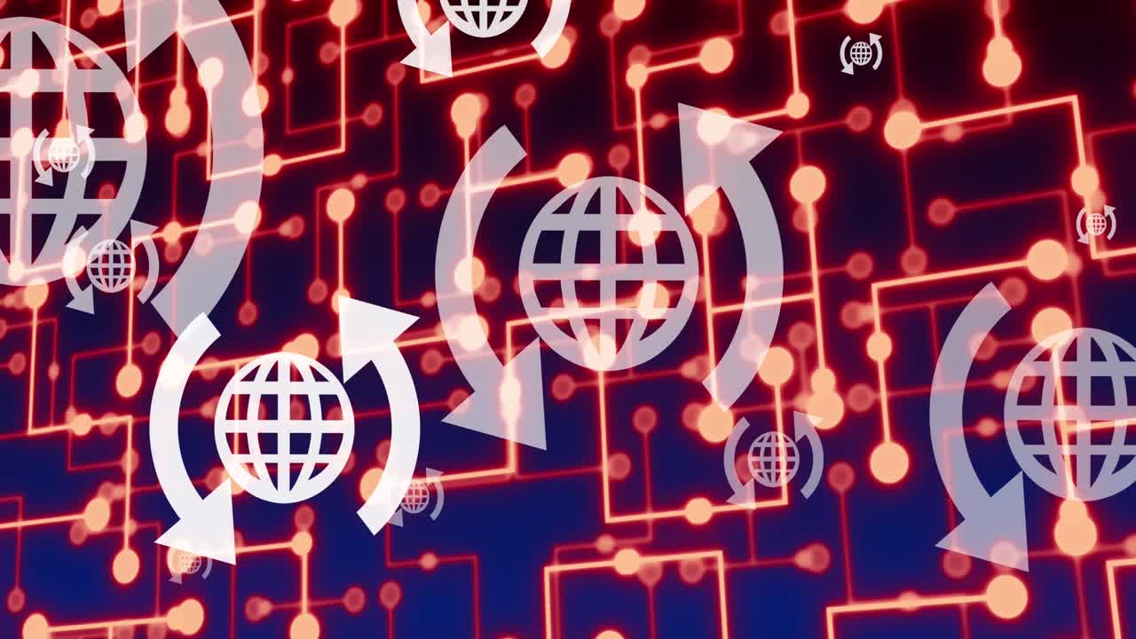 연결 네트워크를 통해 지구 상징의 애니메이션