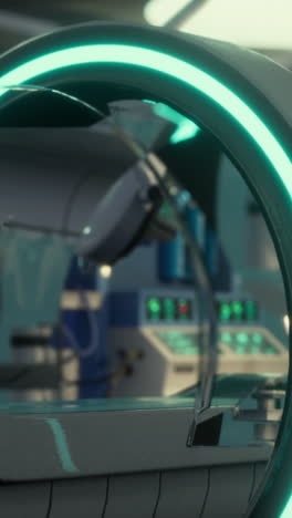 a close-up look at a futuristic operating room with a robotic arm