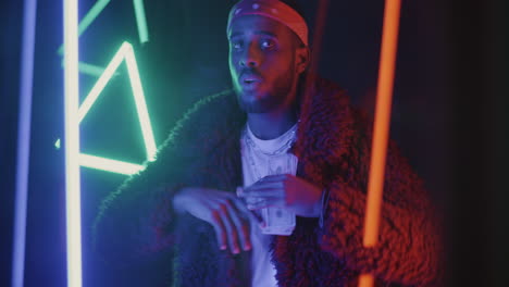 man in neon light
