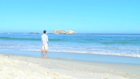 man bathing his feet