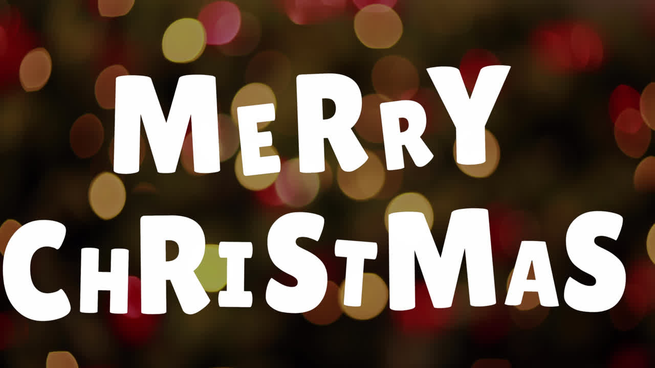 animación del texto de feliz navidad sobre puntos de luz