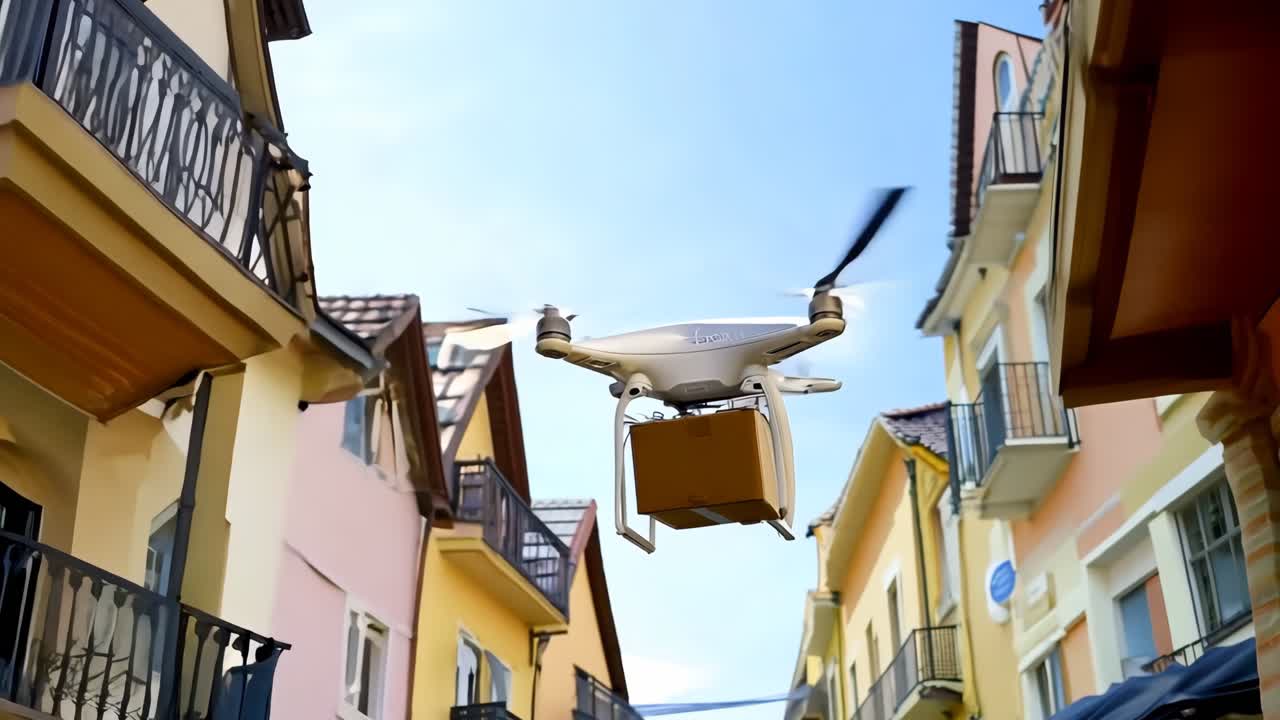 도시 거리를 날아다니는 색 드론