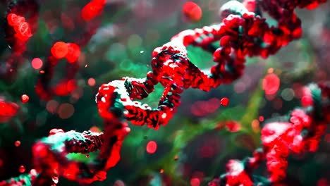 a colorful, abstract image of a spiral with red dots scattered all over it. the red and green colors create a dynamic and energetic mood, while the dots add a sense of movement and chaos to the scene