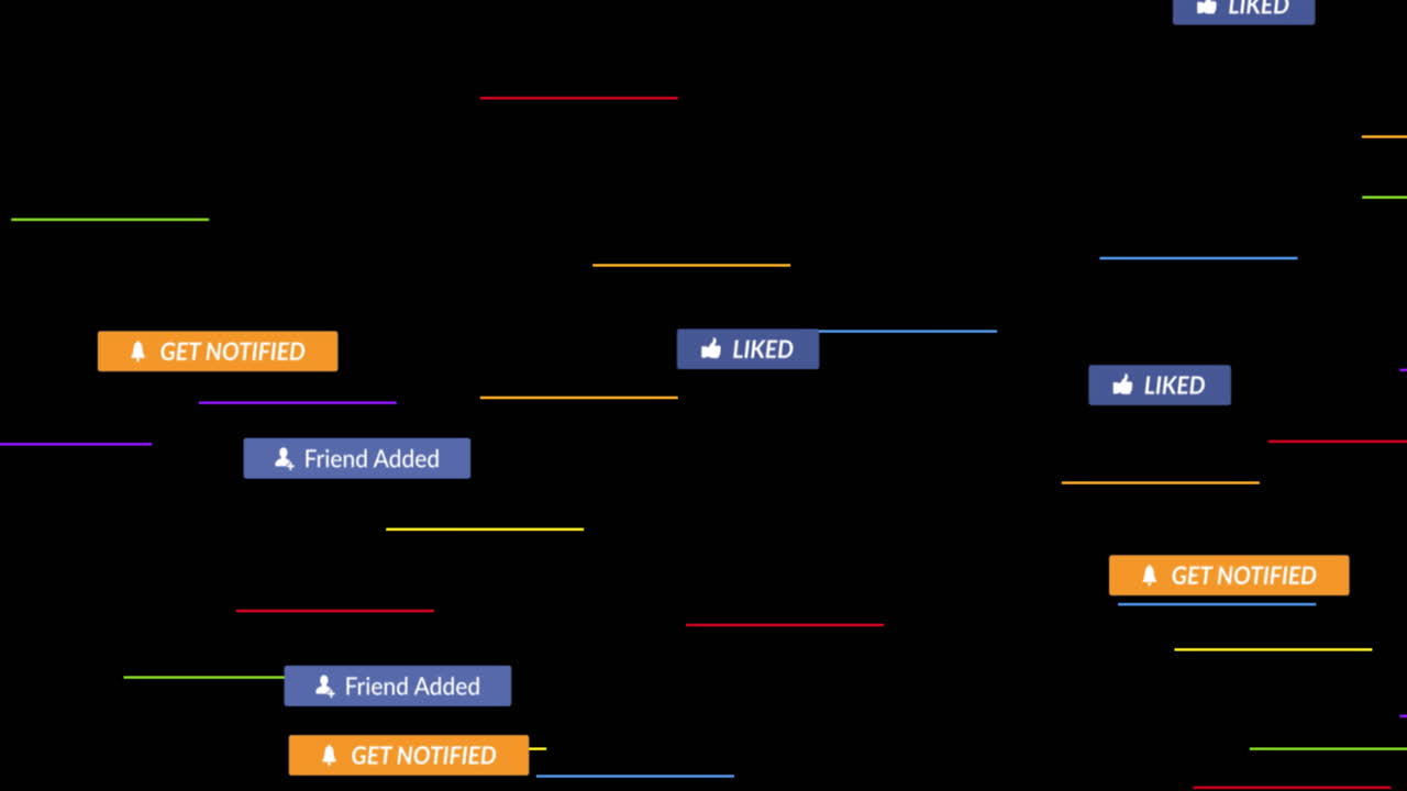 animación de iconos y números de las redes sociales
