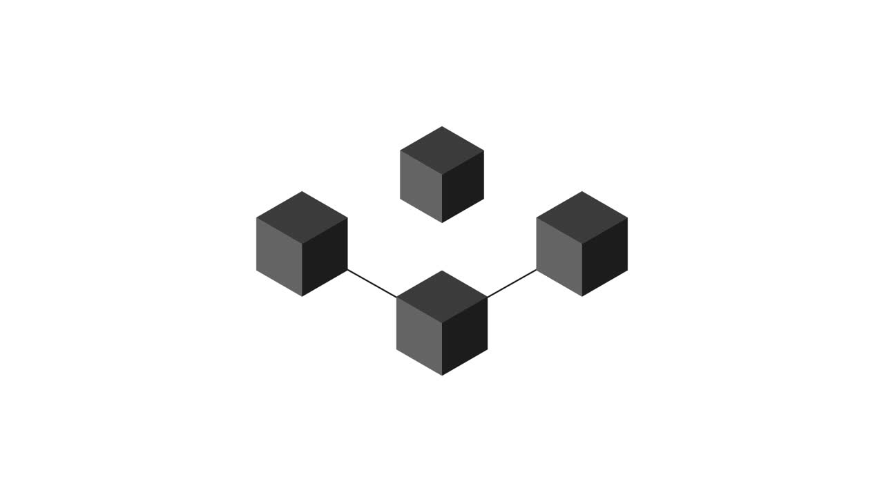 Animated Isometric Cubes Connecting and Highlighting in a Network