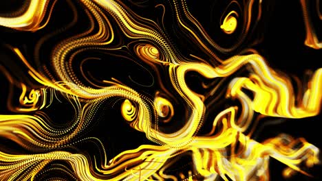 el flujo amarillo de partículas forma líneas de brillo rizadas o rayas de luz como rastros de brillo, las líneas forman un patrón giratorio como ruido de rizado. bucle 3d abstracto como fondo festivo creativo brillante