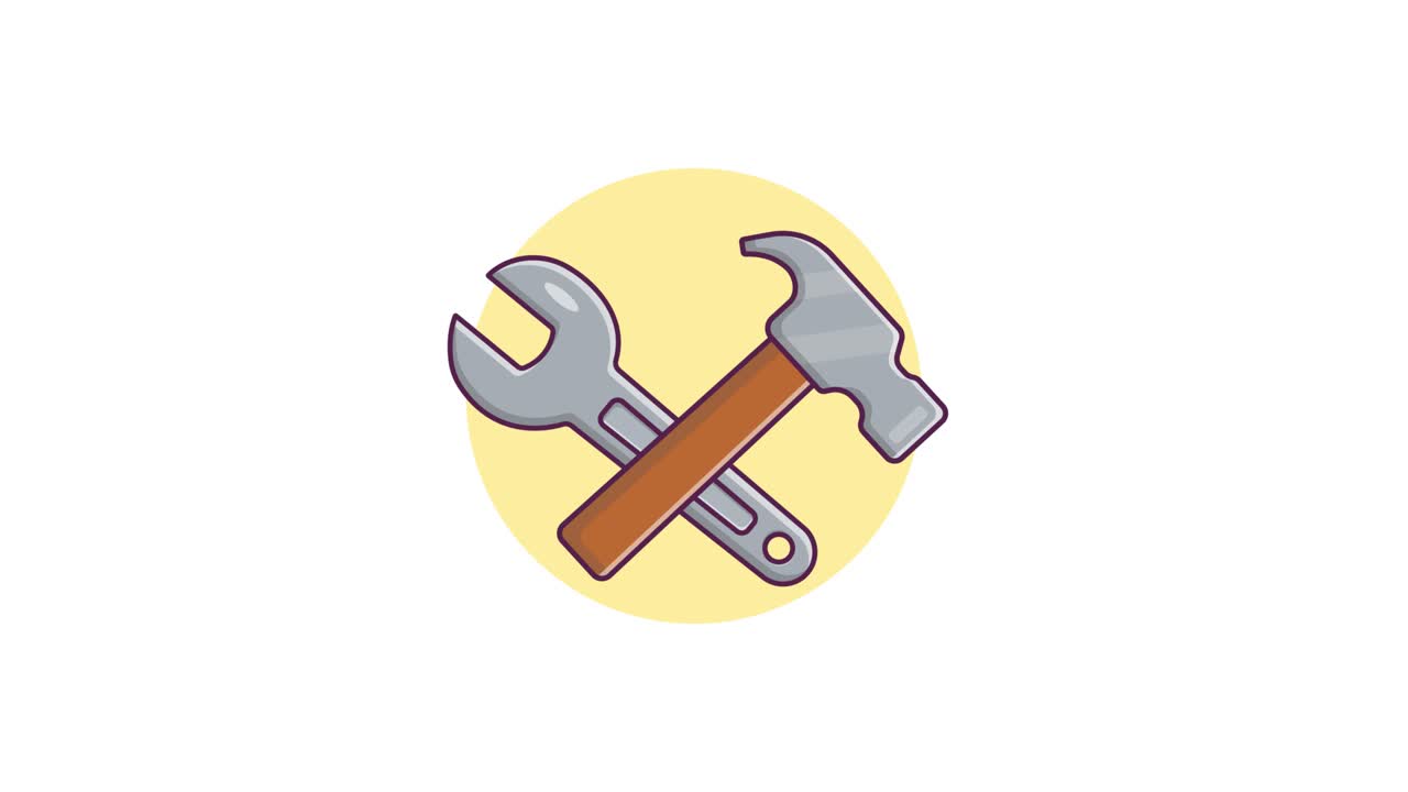 Wrench and Hammer Crossed Tools Icon Illustration