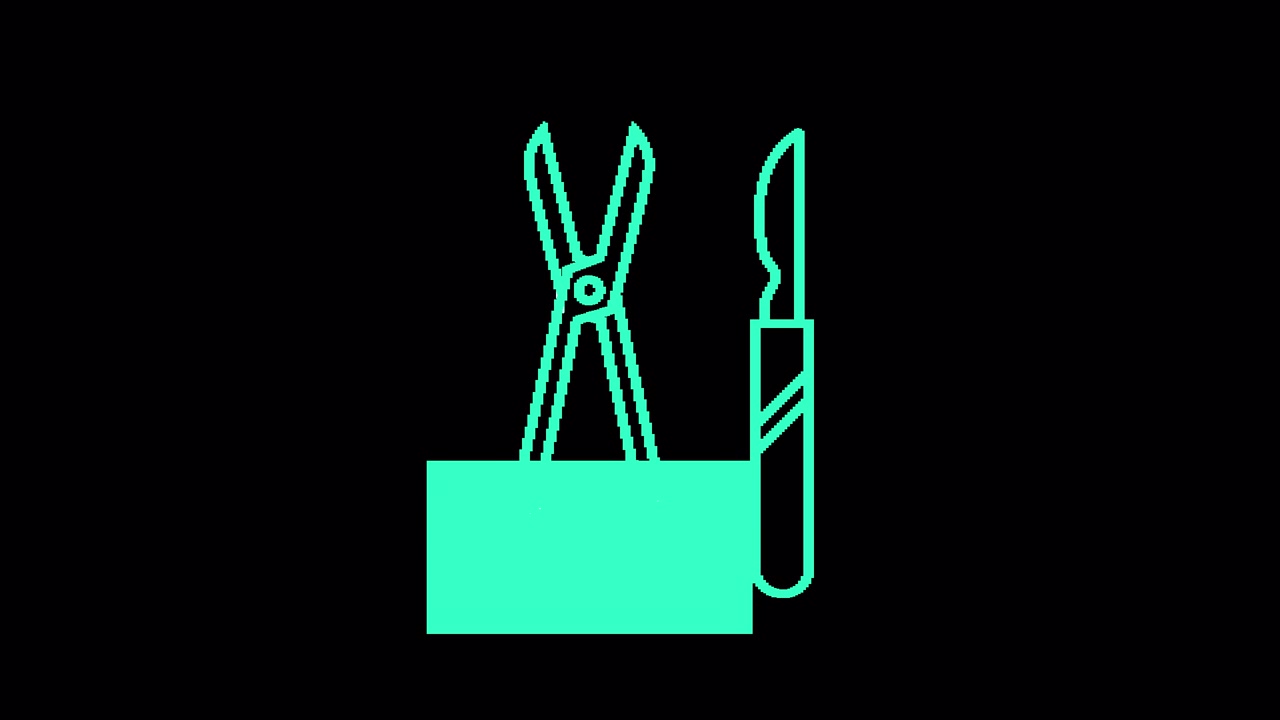 Animated Drawing of Surgical Scissors and Scalpel