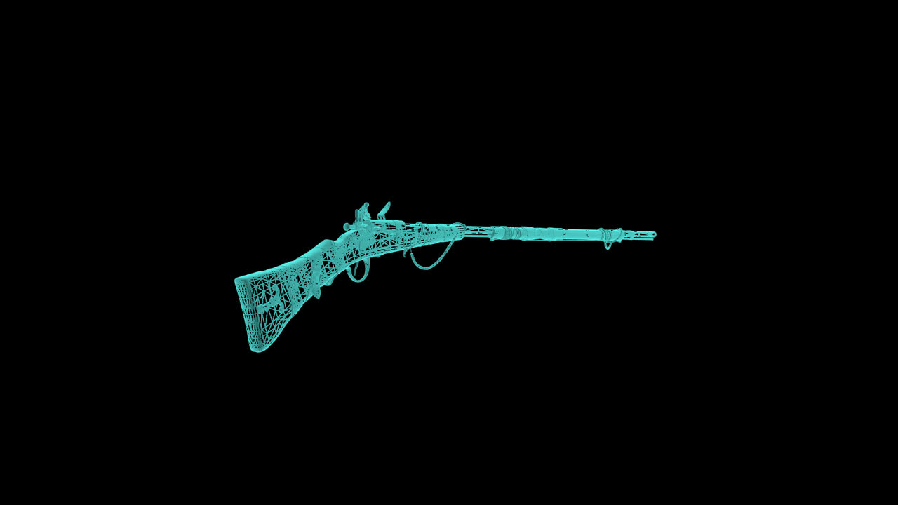 3D Wireframe Model of an Antique Rifle