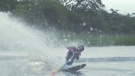 male slalom ski cut slow motion wipeout