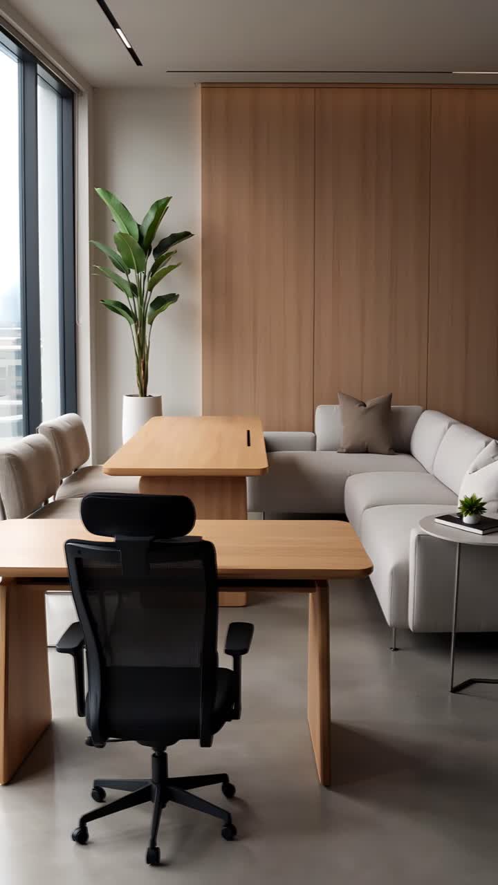 Interior Estético de Espaço de Coworking Moderno 4K