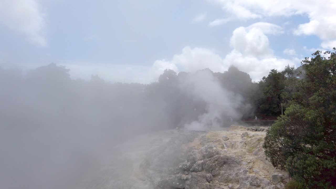 Active Geysers, geothermal hot springs at natural landmark &amp;quot;Caldeiras das Furnas&amp;quot; fuming in Furnas, San Miguel Island, Azores, Portugal