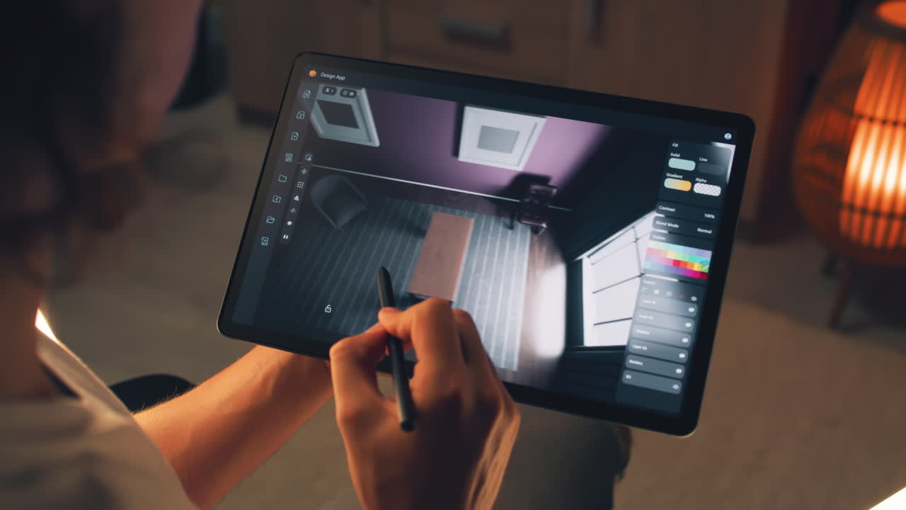 persona que utiliza una tableta para el diseño de interiores