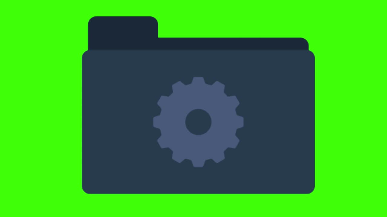 animación de un icono de gestión de contenidos en una pantalla verde