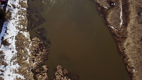 aerial view of a river in winter