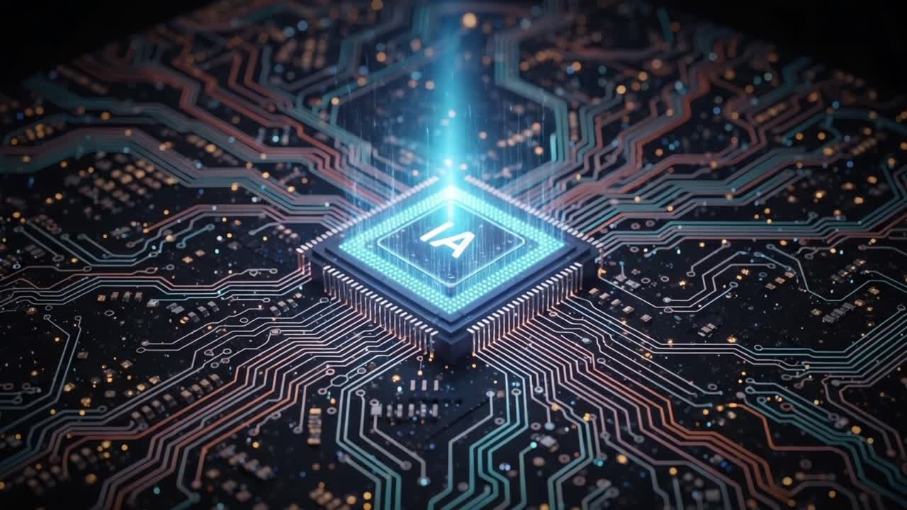 A Stunning Visual Array of a Microprocessor Surrounded by Intricate Circuitry, Highlighting the Advances in Technology and Artificial Intelligence Integration in Modern Devices