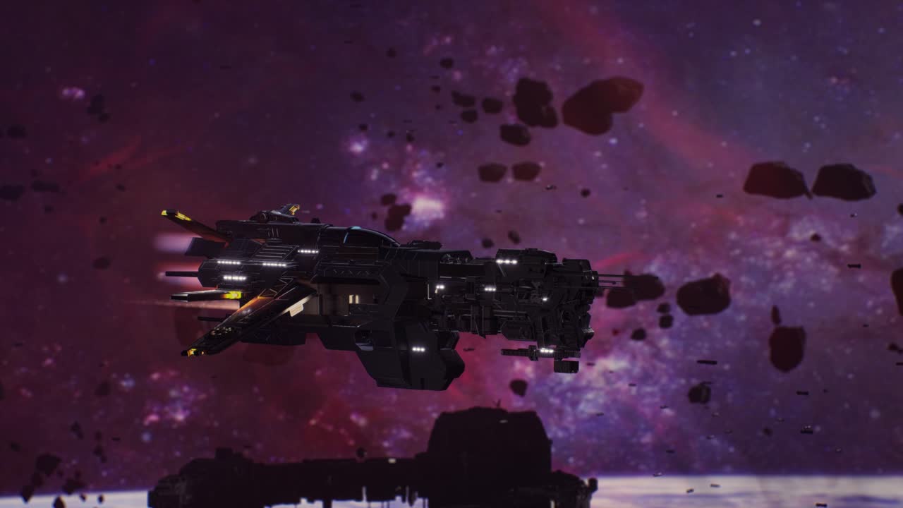 laboratorio espacial futurista en 3d, nave alienígena o nave militar en las profundidades