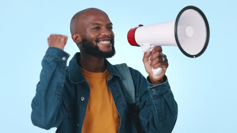 megaphone, motivation and a black man student