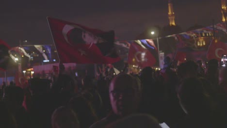 turkish political rally at night