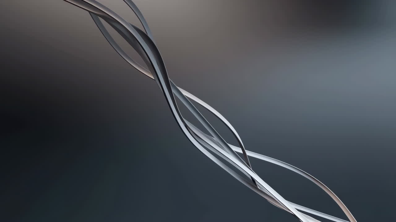 Abstract Metallic Ribbons on a Dark Gradient Background