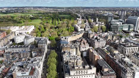 marylebone, and regents park
central london skyline drone,aerial