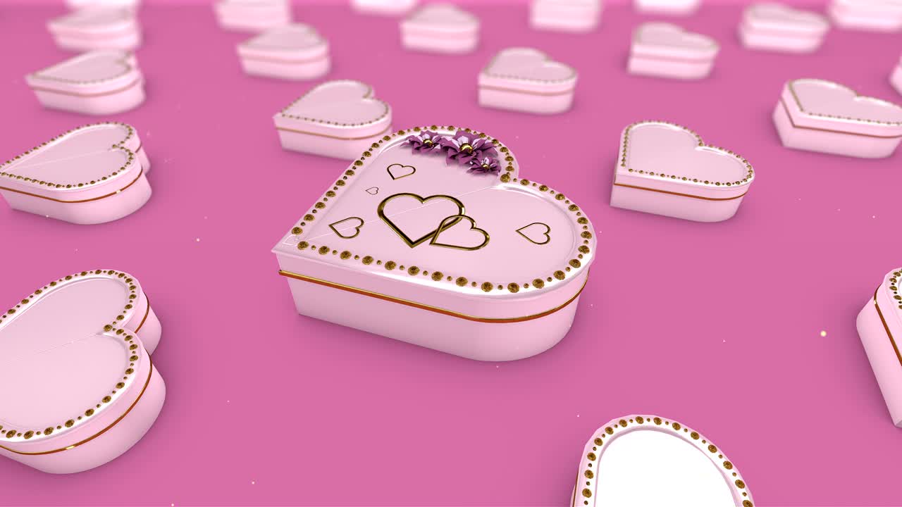 los corazones de regalo se mueven hacia la cámara.