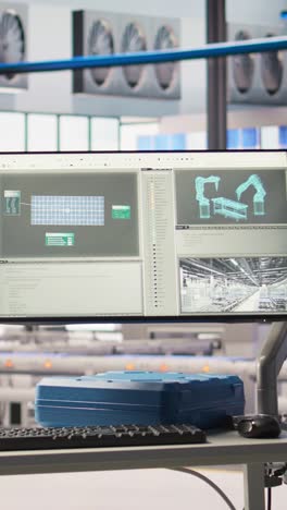 vertical video monitor in industry 4.0 smart industrial plant equipped with advanced sensors