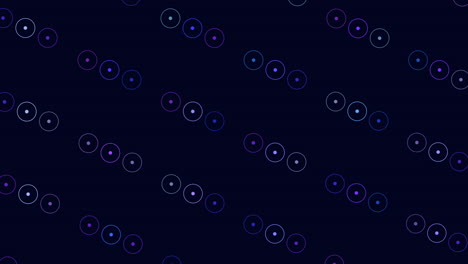 digital pattern with abstract neon rings in rows on black gradient
