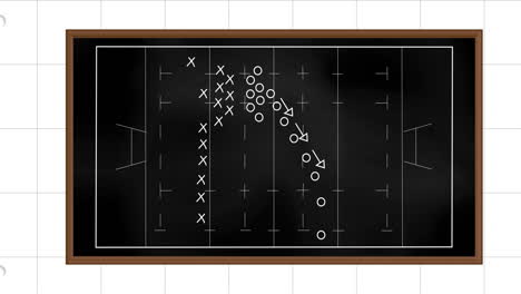 football strategy animation on chalkboard with player positions and movements