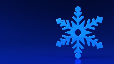 copo de nieve azul. brilla símbolo en la oscuridad azul fondo negro. año nuevo o elemento de decoración de navidad. ornamento de vacaciones realista. bucle de animación 3d de 4k