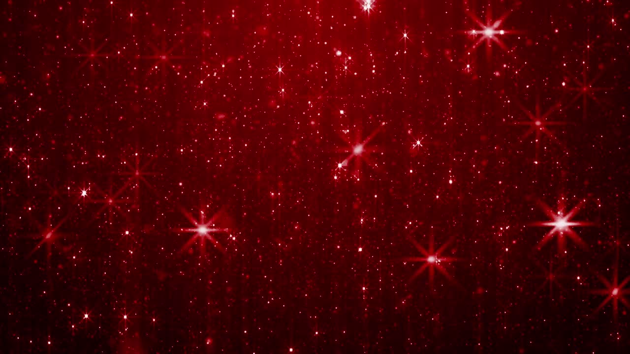 A festive, glittering background of red sparkles, bokeh, and star particles falling and twinkling. For Christmas, parties, or awards