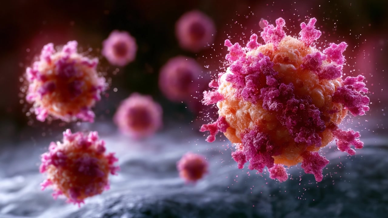 Detailed Visualization of Influenza-Like Viral Structures with Vibrant Colors and Textures, Capturing the Microscopic World of Pathogens in Stunning Clarity