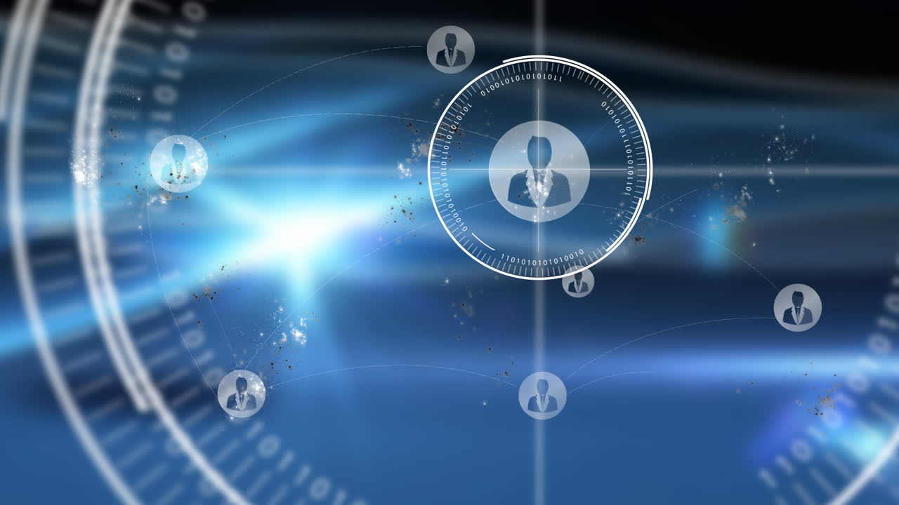 animación de la red de conexiones con los iconos de las personas