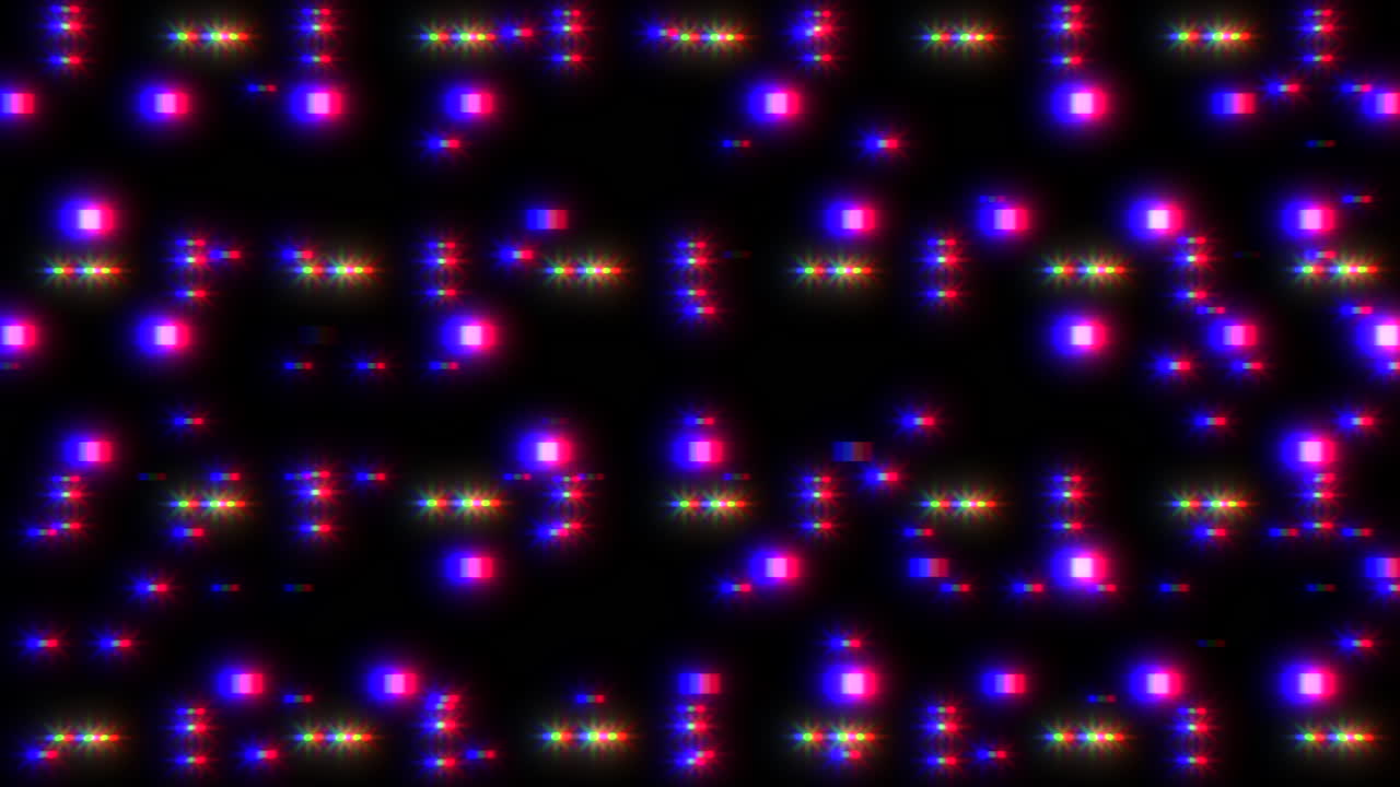 Vibrant dot pattern glowing red, blue, and green dots on black