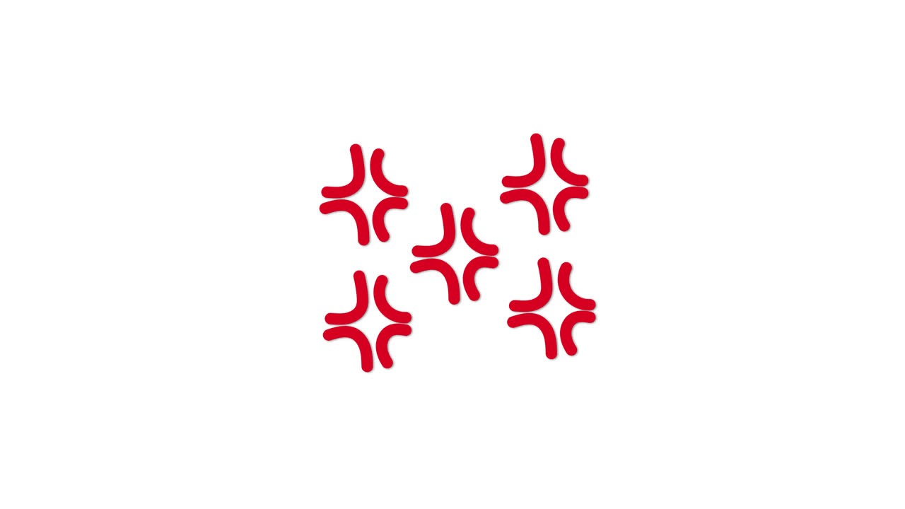 Animated Red Anger Symbols Appearing on White Background
