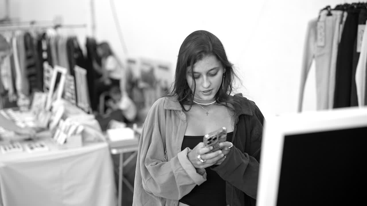 mujer usando el teléfono