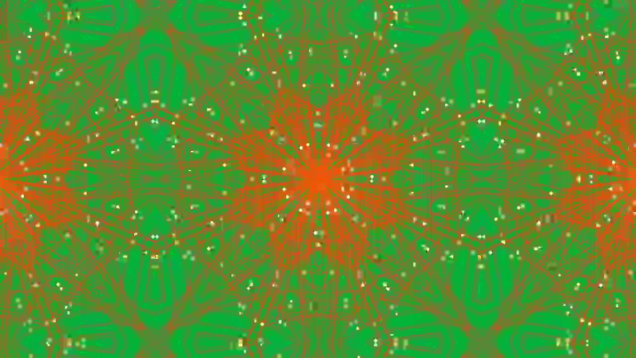 Forme caleidoscopiche arancioni che si muovono in un ciclo continuo con movimento ipnotico sullo sfondo