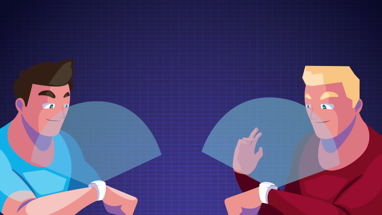 스마트 시계를 사용하는 남자들과의 가상 현실