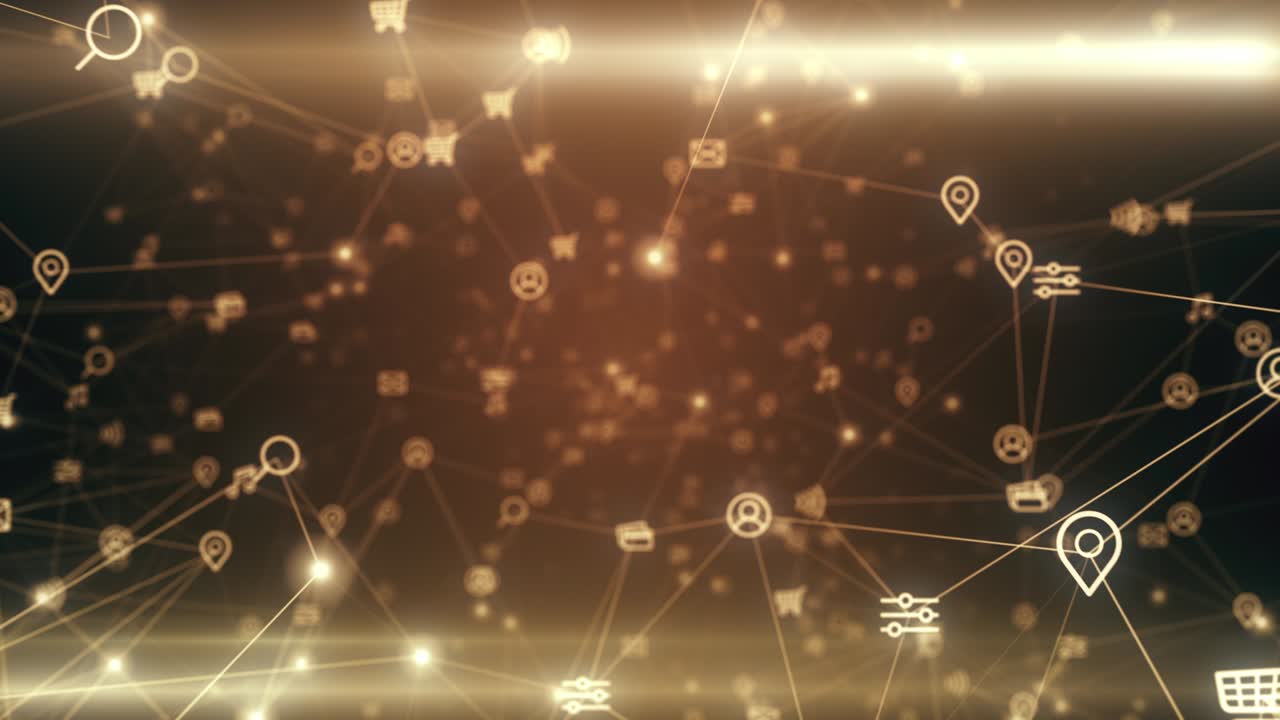 소셜 네트워크 연결: 인터넷에서 사람들을 연결하고, 노드를 변환하고, 없는 루프, 4k cg 애니메이션