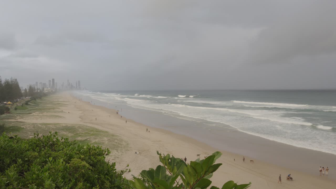 Gold Coast Australia beach ocean coast time-lapse agitated sea waves