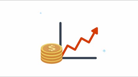 economy animation with increase coins