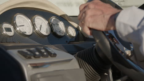 boat dashboard and steering wheel