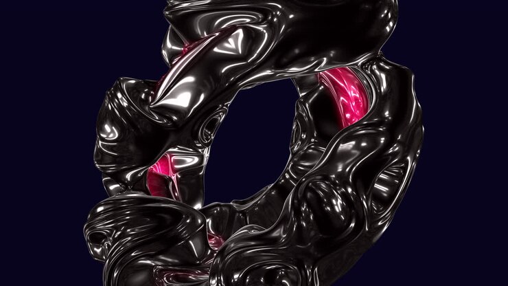 forme futuriste rouge et noire avec couleur néon et vagues