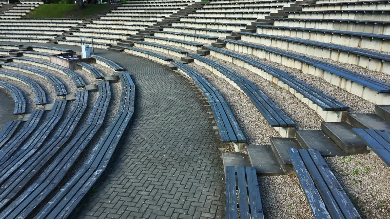 Talsi amphitheater with empty rows, quiet and atmospheric setting