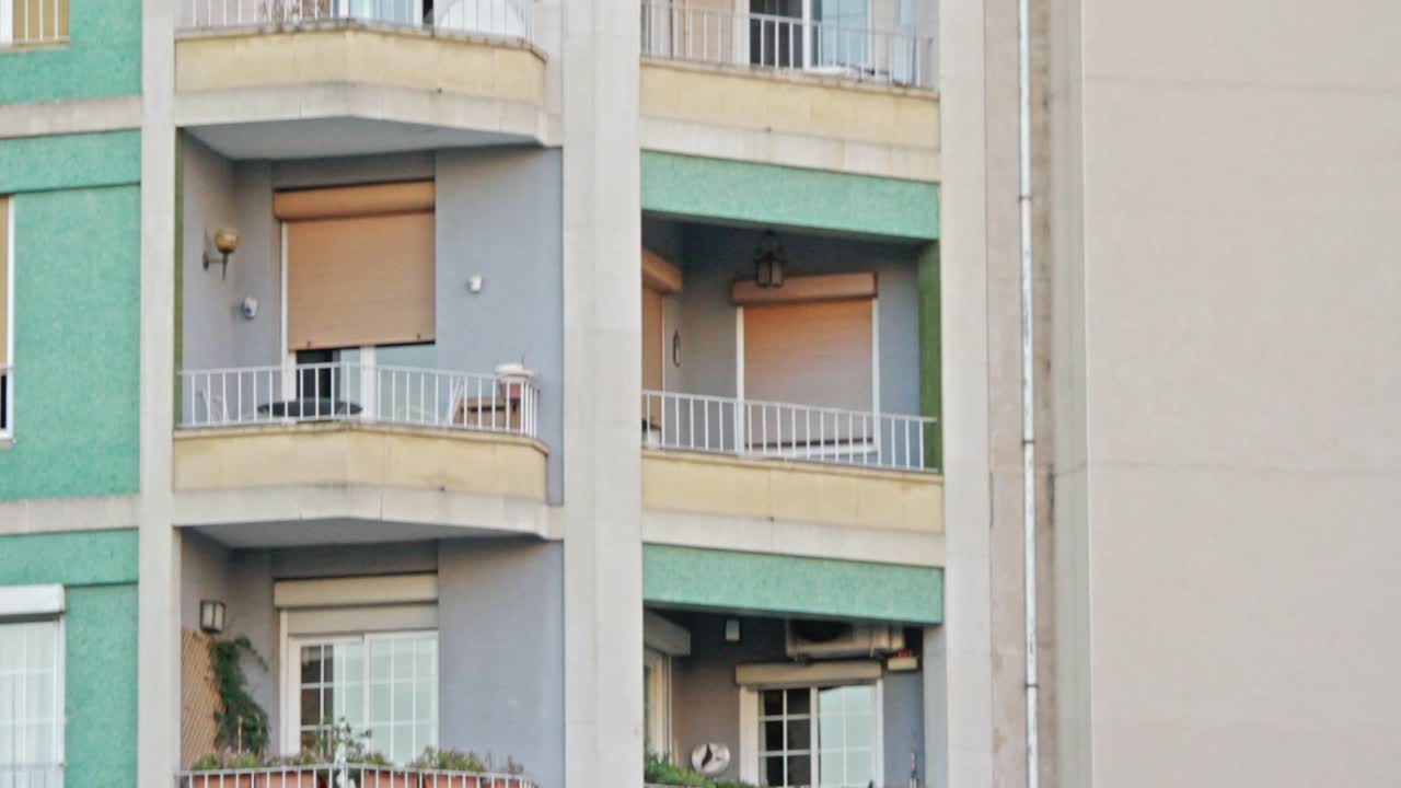 Building city and building balcony. City lifestyle. High rise building facade