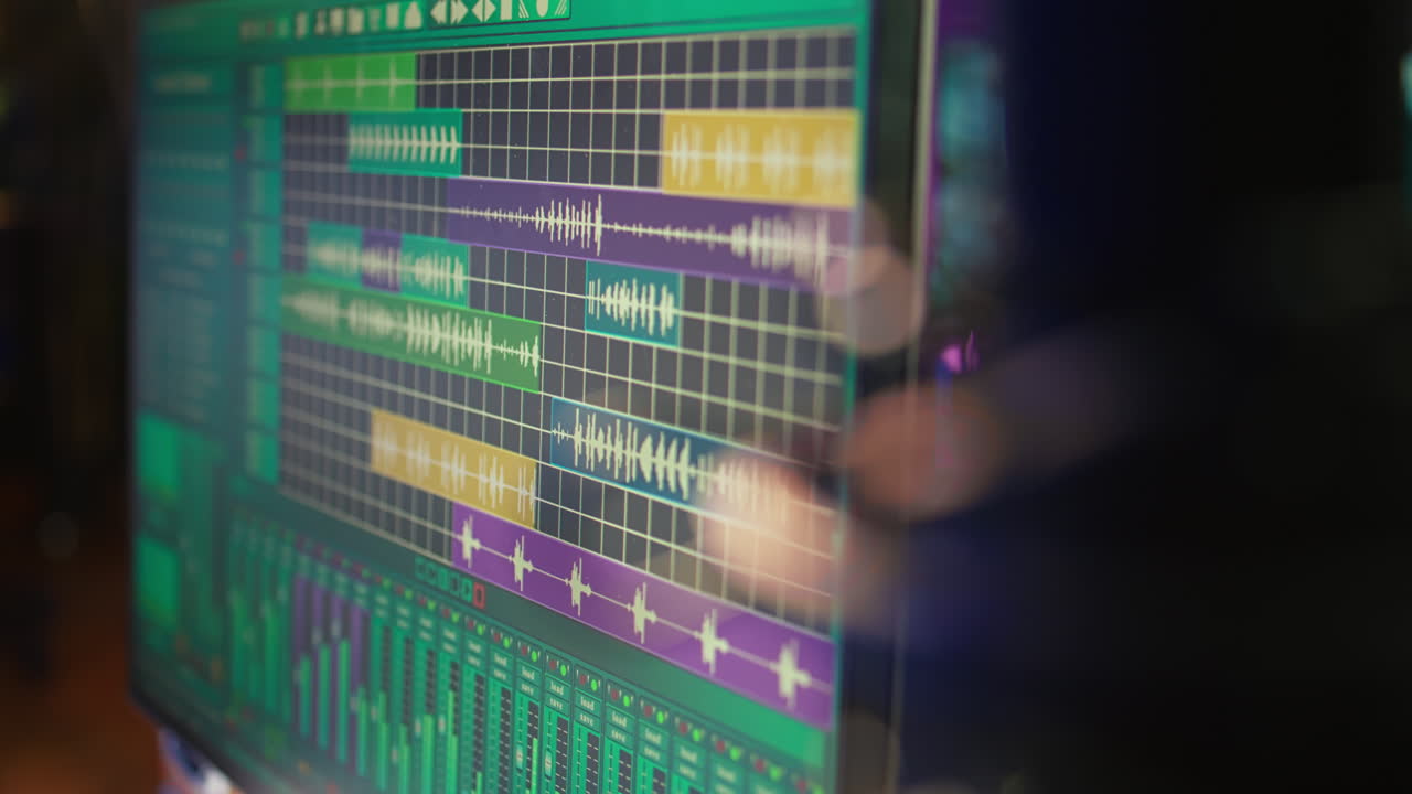 software de estación de trabajo de audio digital en la computadora en el estudio doméstico utilizado para la música