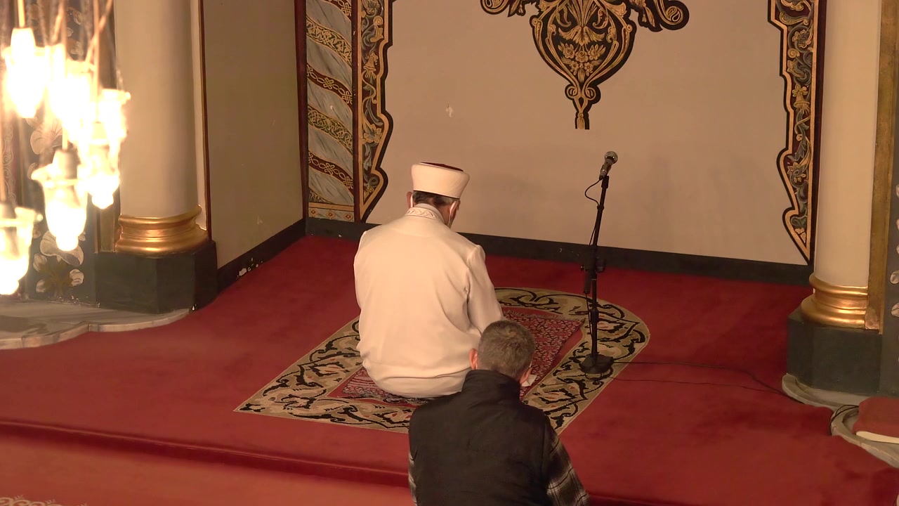 Muslim Men Praying Together in a Mosque